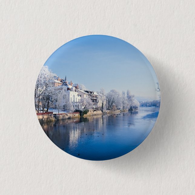 Badge Rond 2,50 Cm Tübingen, Allemagne après les chutes de neige (Devant)