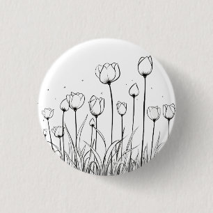Badge Rond 2,50 Cm Tulipe Fleur Tulipa Motif à crayon floral