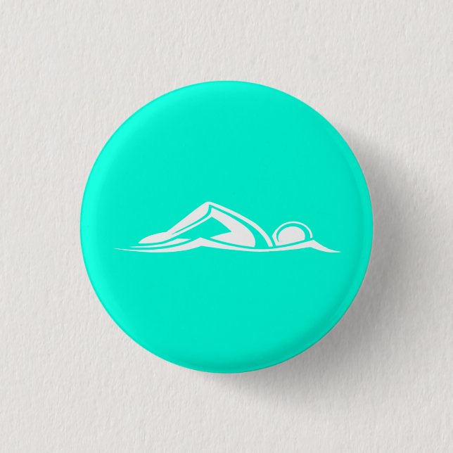 Badge Rond 2,50 Cm Turquoise de bouton de logo de bain (Devant)