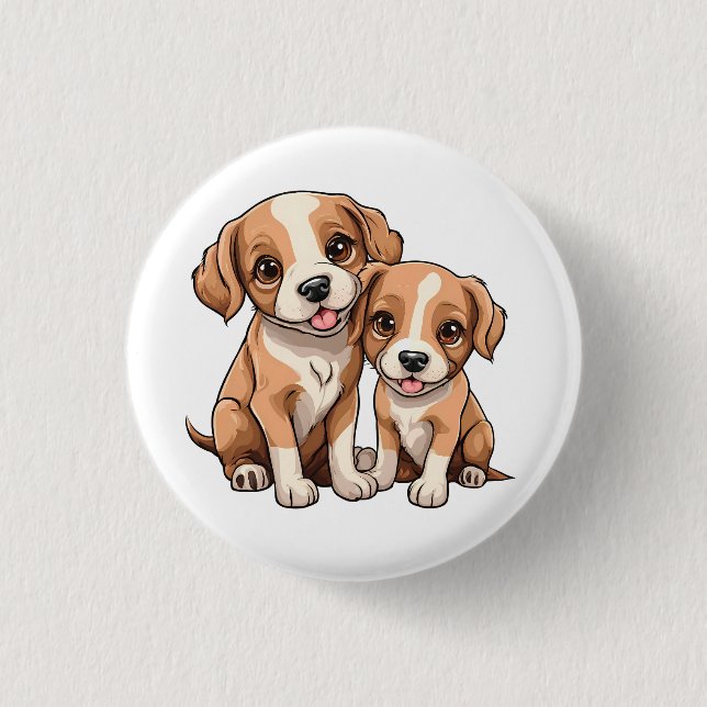Badge Rond 2,50 Cm TWO PUPPIES button (Devant)