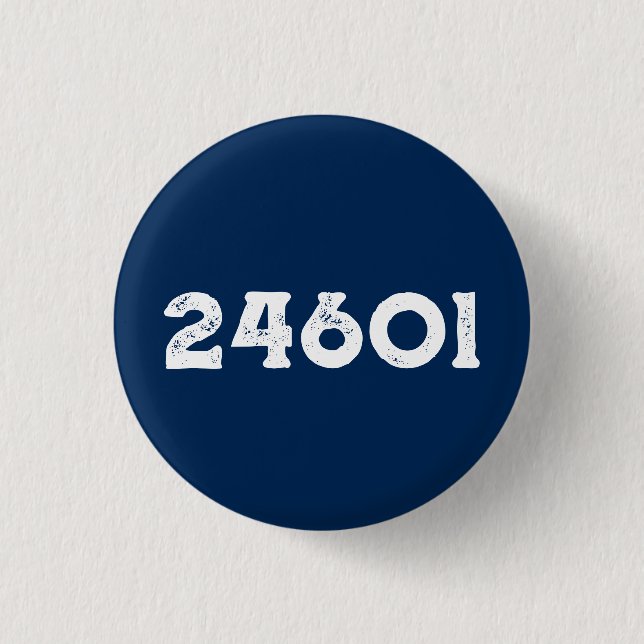 Badge Rond 2,50 Cm Typographie du numéro 24601 Bouton (Devant)
