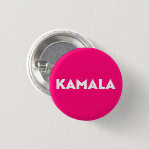 Badge Rond 2,50 Cm typographie moderne grasse rose vif blanc kamala