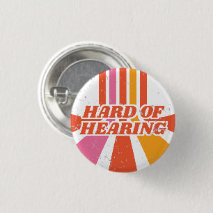 Badge Rond 2,50 Cm Typographie Rétro Années 70 Orange Malentendant