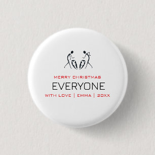 Badge Rond 2,50 Cm typographie, tambours Silhouette Noël