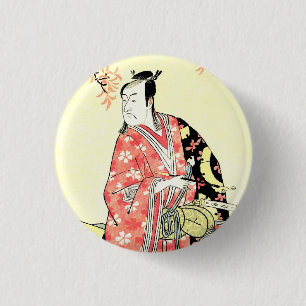 Badge Rond 2,50 Cm ukiyo-e traditionnel japonais samouraï