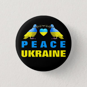 Badge Rond 2,50 Cm Ukraine Bouton Paix Dove Liberté