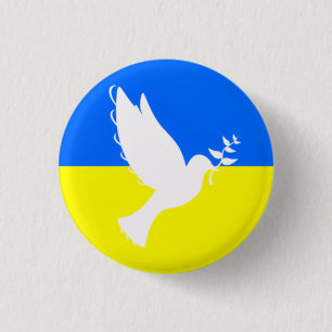 Badge Rond 2,50 Cm Ukraine Flag Button Dove of Peace Freedom Support