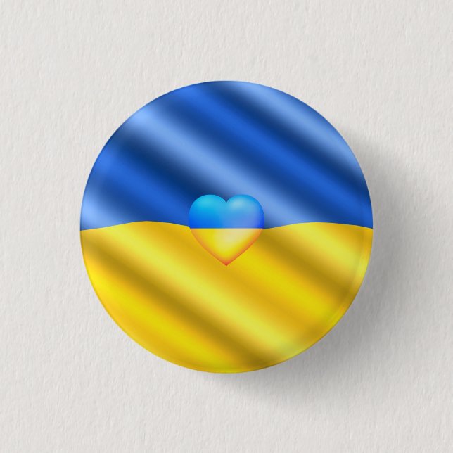 Badge Rond 2,50 Cm Ukraine - Peace - Ukrainian Flag - Freedom Support (Devant)