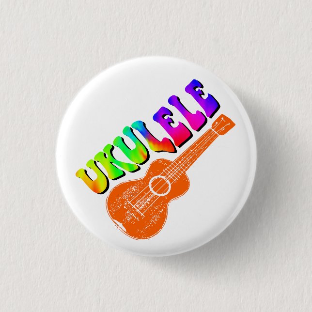 Badge Rond 2,50 Cm Ukulele Tie Dye Texte Super Art (Devant)