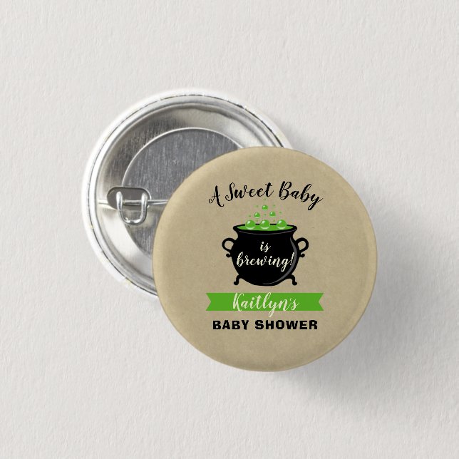 Badge Rond 2,50 Cm Un Bébé Doux Brasse Le Baby shower D'Halloween (Devant & derrière)