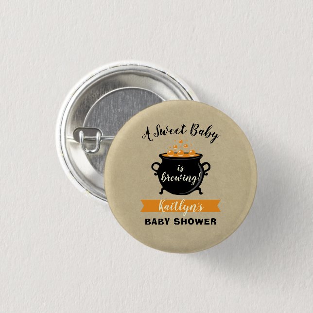 Badge Rond 2,50 Cm Un Bébé Doux Brasse Le Baby shower D'Halloween (Devant & derrière)