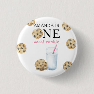 Badge Rond 2,50 Cm Un biscuit doux et le lait fille premier anniversa