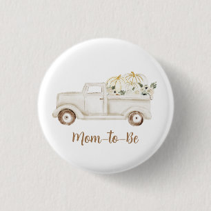 Badge Rond 2,50 Cm Un Citrouille beige neutre pour être Baby shower