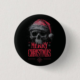 Badge Rond 2,50 Cm Un crâne gothique grondent portant un chapeau de P