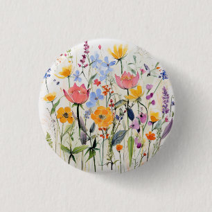 Badge Rond 2,50 Cm Un design floral fantaisiste, fleurs sauvages