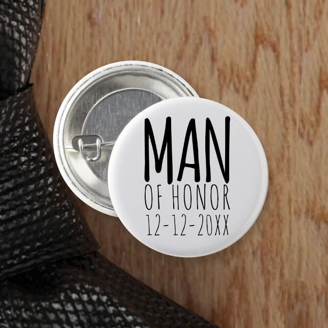 Badge Rond 2,50 Cm Un homme d'honneur Mariage bouton de la broche (You can attach this to your Man of Honor. Just add your wedding date)