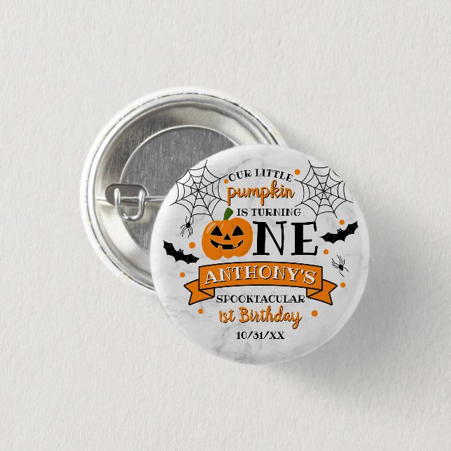 Badge Rond 2,50 Cm Un petit Citrouille à l'occasion d'un Halloween 1e (Devant & derrière)