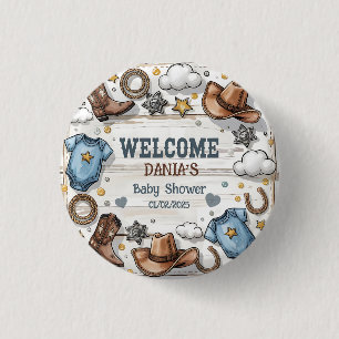 Badge Rond 2,50 Cm Un Petit Cow-Boy Est En Route Bouton de Baby Showe