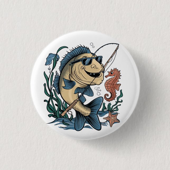 Badge Rond 2,50 Cm un poisson souriant (Devant)