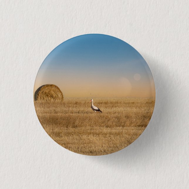 Badge Rond 2,50 Cm Une cigogne blanche  (Devant)