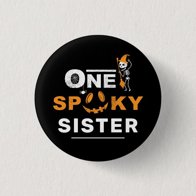 Badge Rond 2,50 Cm Une Éffrayante Soeur Halloween Famille Corresponda (Devant)