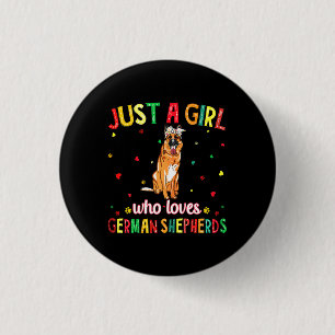 Badge Rond 2,50 Cm Une fille qui aime les bergers allemands chien