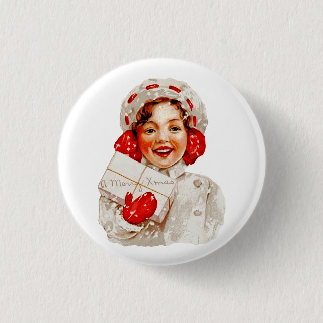 Badge Rond 2,50 Cm Une joyeuse fille de Noël (Devant)