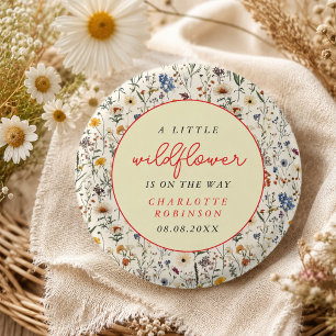 Badge Rond 2,50 Cm Une petite fille Fleur Sauvage Baby Shower