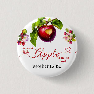 Badge Rond 2,50 Cm Une petite pomme est en route Shower bébé automn