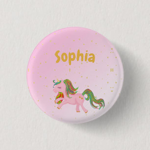 Badge Rond 2,50 Cm Unicorn Rose Gold Spots Girly mignonne