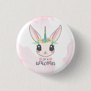 Badge Rond 2,50 Cm Unicorne rose doux