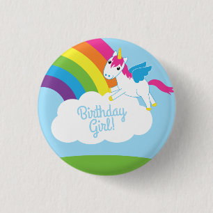 Badge Rond 2,50 Cm Unicorns & Rainbows Mignonne 1er anniversaire Thèm