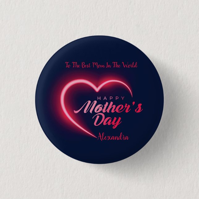 Badge Rond 2,50 Cm Unique Happy Mother's Day Pink Neon (Devant)