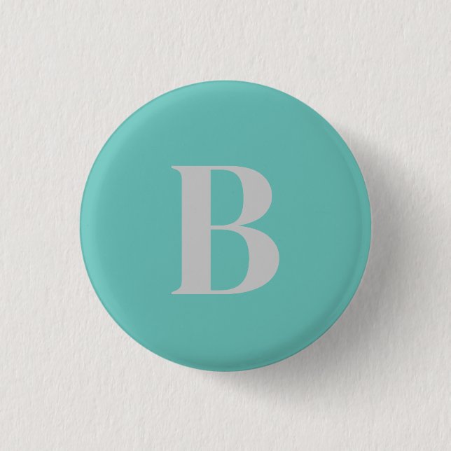 Badge Rond 2,50 Cm Unique Lumière Turquoise Gris Moderne (Devant)