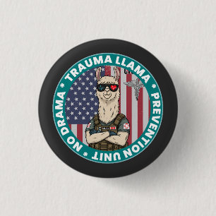 Badge Rond 2,50 Cm Unité de prévention de traumatologie drôle de lama