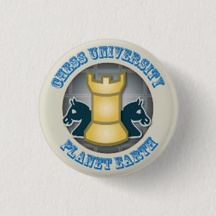 Badge Rond 2,50 Cm Université d'échecs sur l'emblème de la terre d