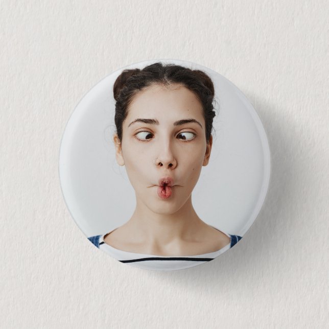 Badge Rond 2,50 Cm Upload Your Funny Face Photo Selfie  (Devant)