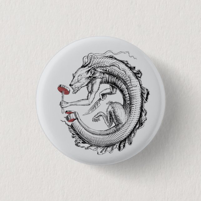 Badge Rond 2,50 Cm uroboros sushi (Devant)