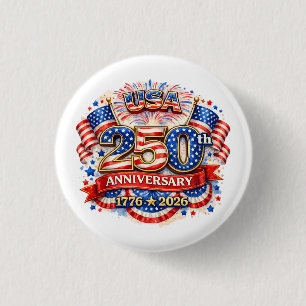 Badge Rond 2,50 Cm USA Amérique 250e Anniversaire Aquarelle Patriotiq