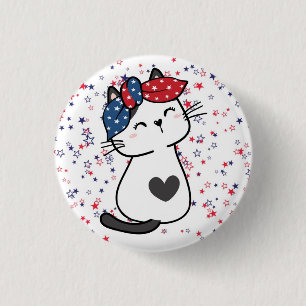 Badge Rond 2,50 Cm USA Cat Pin - Dames de chats sans enfant