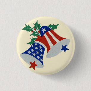 Badge Rond 2,50 Cm USA Drapeau American Patriotic Christmas Bells Art