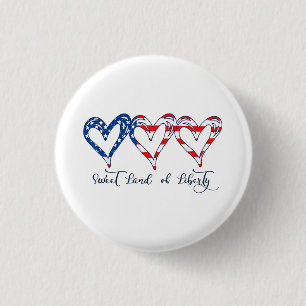 Badge Rond 2,50 Cm USA Drapeau Patriotique Coeurs 4 juillet Sweet Lan