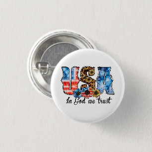 Badge Rond 2,50 Cm USA En Dieu, nous faisons confiance   Christian   