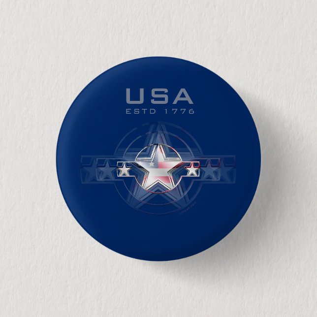 Badge Rond 2,50 Cm USA Estd. 1776 (Devant)