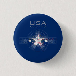 Badge Rond 2,50 Cm USA Estd. 1776