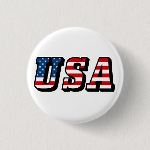 Badge Rond 2,50 Cm USA Flag Text