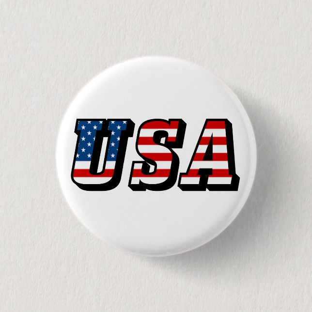 Badge Rond 2,50 Cm USA Flag Text (Devant)