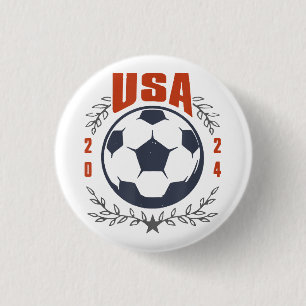 Badge Rond 2,50 Cm USA Soccer Ball 2024 Stars & Laurel Wreath Vintage
