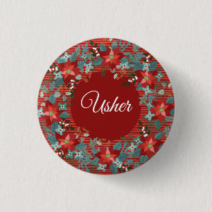 Badge Rond 2,50 Cm Vacances Floral Bénévole Usher