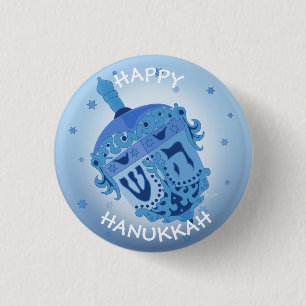 Badge Rond 2,50 Cm VACANCES HEUREUSES de HANOUKKA petites, 1 pouce de